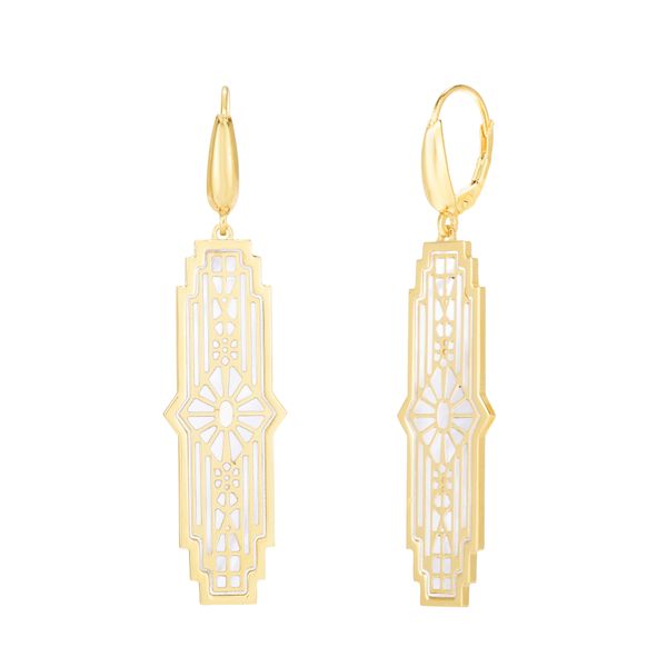 14K Gold Art Deco MOP Inlay Earrings Adair Jewelers  Missoula, MT