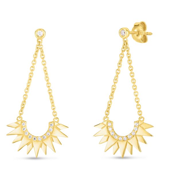14K Diamond Dangle Sunburst Earrings Carroll / Ochs Jewelers Monroe, MI