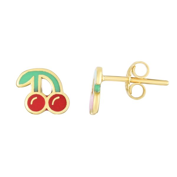 14K Cherry Enamel Earrings Valentine's Fine Jewelry Dallas, PA
