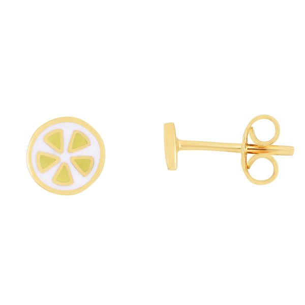14K Lemon Wedge Enamel Earrings Valentine's Fine Jewelry Dallas, PA
