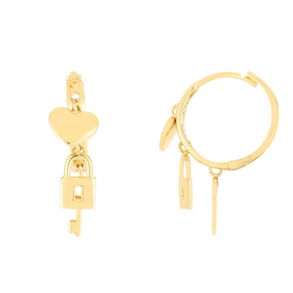 14K Love Lock and Key Huggies Karen's Jewelers Oak Ridge, TN