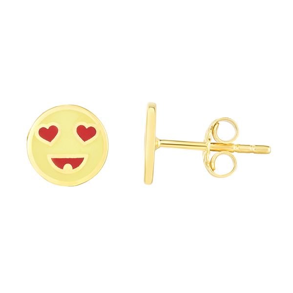 14K Heart Eyes Emoji Enamel Earrings Morin Jewelers Southbridge, MA