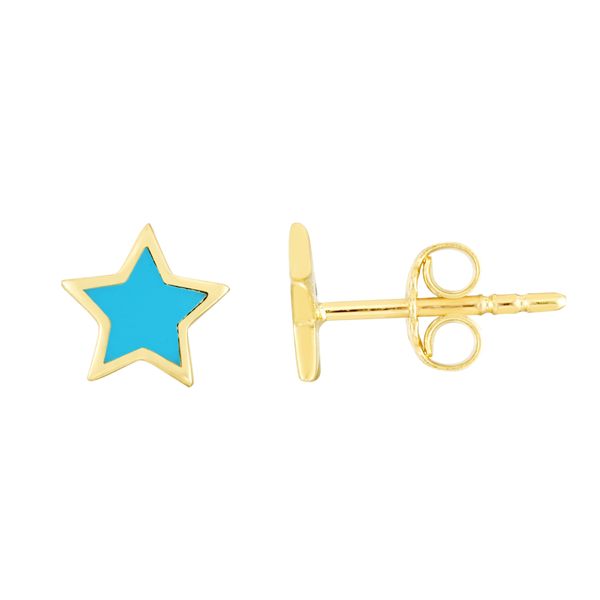 14K Blue Star Enamel Earrings John Herold Jewelers Randolph, NJ
