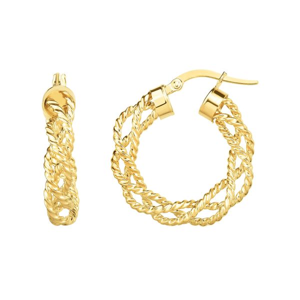 14K Gold Braided Twist Hoop Earring Washington Diamond Falls Church, VA