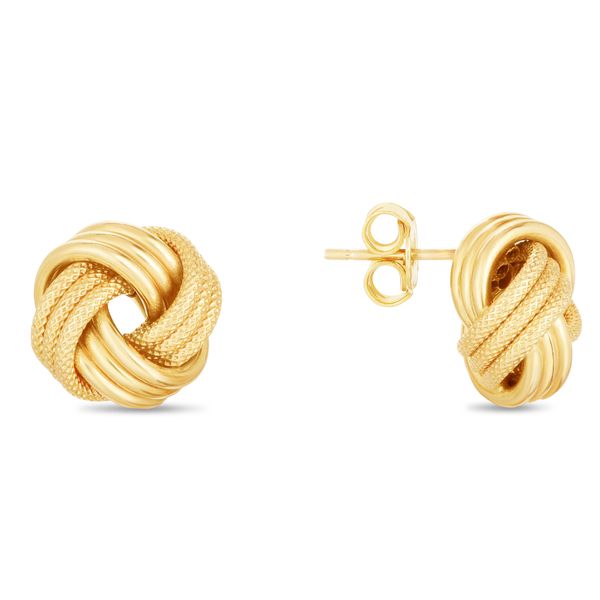 14K Gold Large Polished & Textured Love Knot Stud Earring Washington Diamond Falls Church, VA