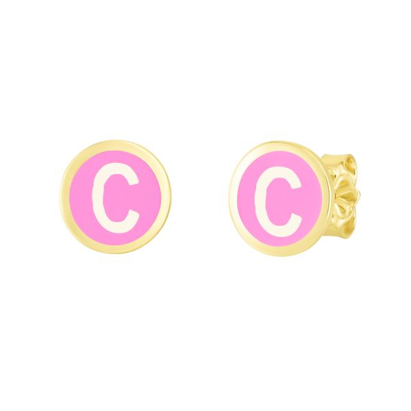 14K Pink Enamel C Initial Studs Carroll / Ochs Jewelers Monroe, MI
