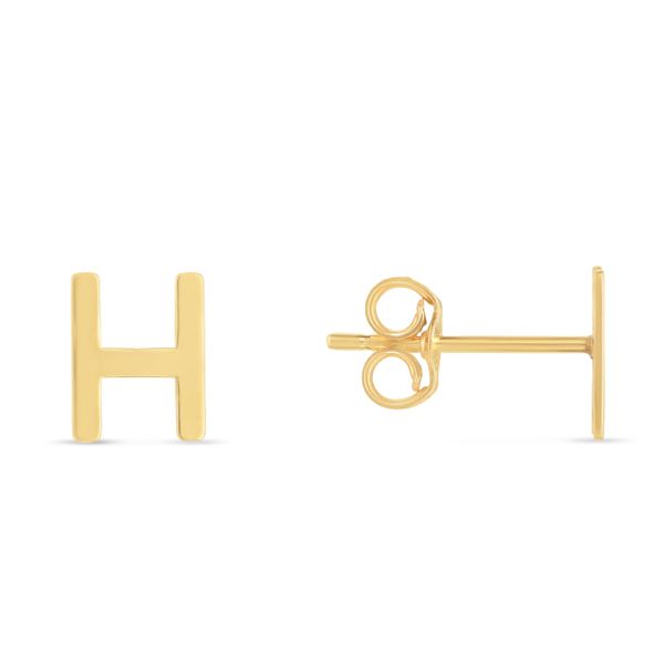 14K Gold Initial H Stud Earring John Herold Jewelers Randolph, NJ