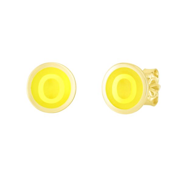 14K Yellow Enamel O Initial Studs Graham Jewelers Wayzata, MN