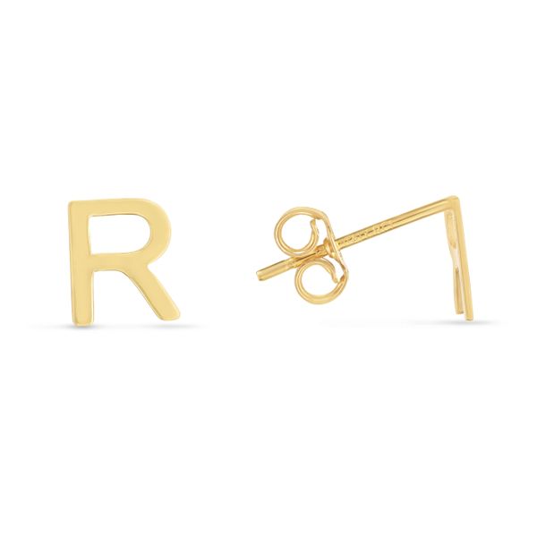 14K Gold Initial R Stud Earring John Herold Jewelers Randolph, NJ