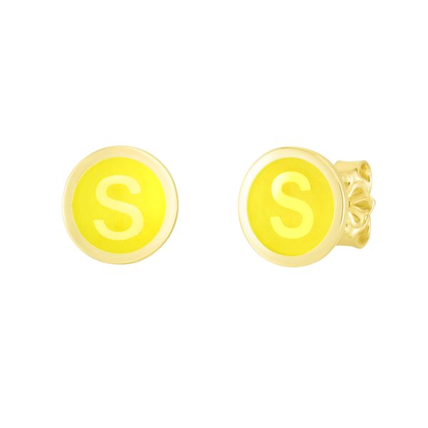 14K Yellow Enamel S Initial Studs Scirto's Jewelry Lockport, NY