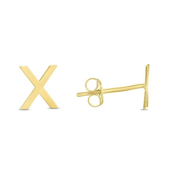 14K Gold Initial X Stud Earring John Herold Jewelers Randolph, NJ