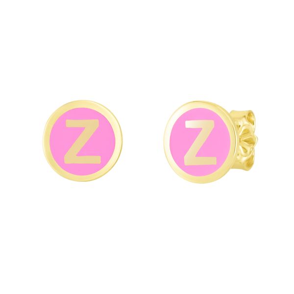 14K Pink Enamel Z Initial Studs Dondero's Jewelry Vineland, NJ