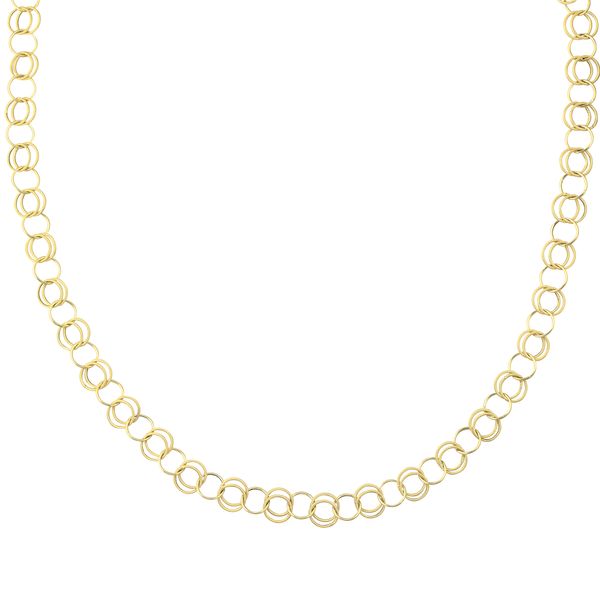 14K Gold Polished & Rope Open Circle Link Long Necklace Washington Diamond Falls Church, VA