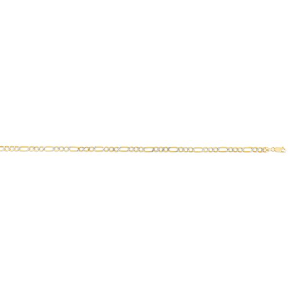 14K Gold 4.2mm Lite White Pave Figaro Chain  Patterson's Diamond Center Mankato, MN