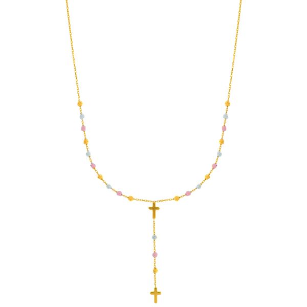 14K Gold Drop Cross Rosary Inspired Necklace Washington Diamond Falls Church, VA
