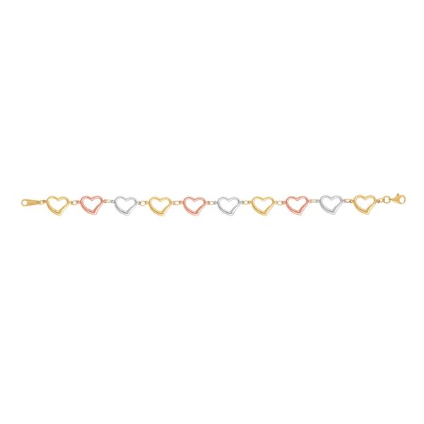 14K Tri-color Gold Heart Link Bracelet Washington Diamond Falls Church, VA