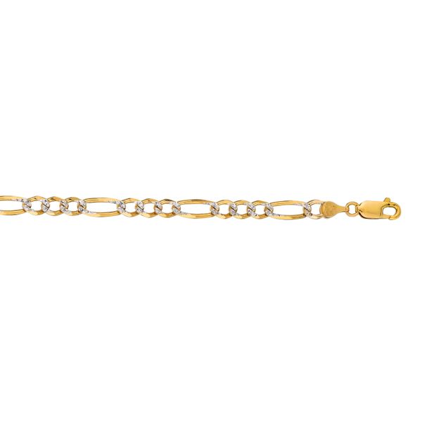 14K Gold 4.75mm White Pave Figaro Chain  Scirto's Jewelry Lockport, NY