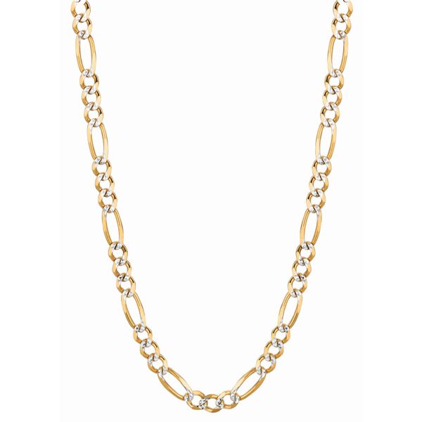 14K Gold 5.8mm White Pave Figaro Chain 