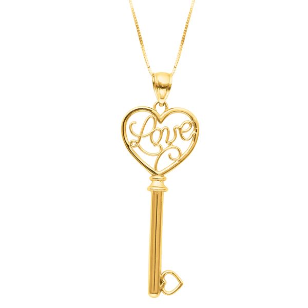 14K Gold Polished Love Key Necklace Mueller Jewelers Chisago City, MN
