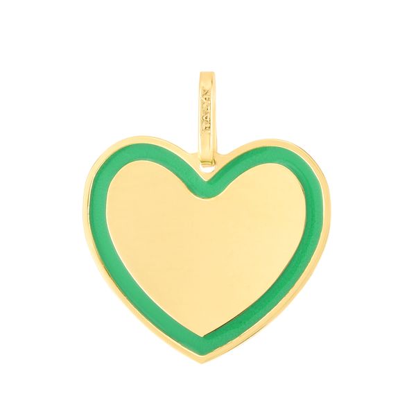 14K Green Enamel Heart Charm Valentine's Fine Jewelry Dallas, PA
