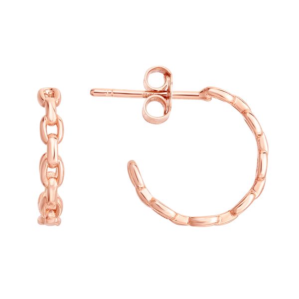 14K Rose Gold Oval Links C Hoops Scirto's Jewelry Lockport, NY