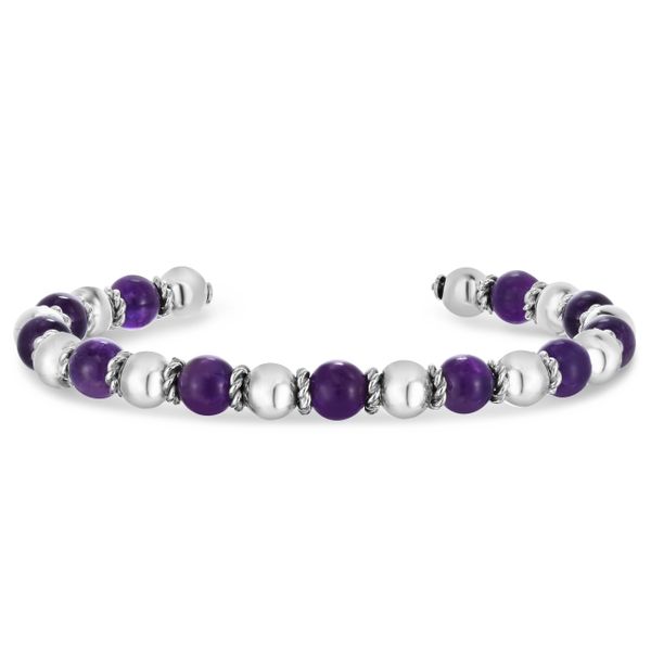 Amethyst Bead Italian Cable Cuff Leslie E. Sandler Fine Jewelry and Gemstones rockville , MD