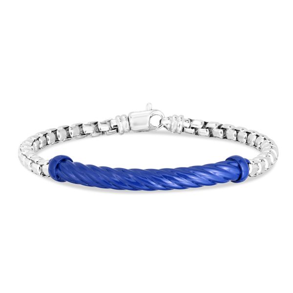 Blue Enamel Men's Cable Bracelet Patterson's Diamond Center Mankato, MN