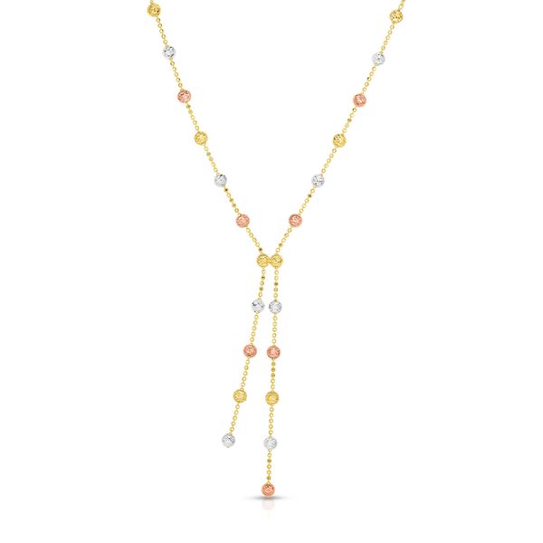 14K Tri-color Gold Diamond Cut Lariat Bead Necklace Washington Diamond Falls Church, VA