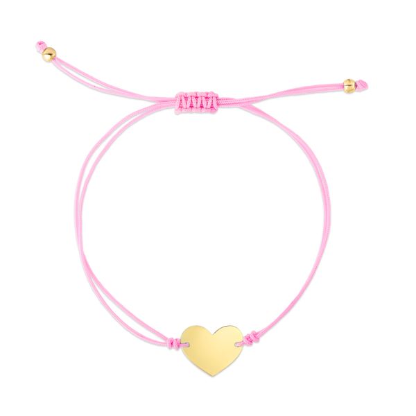 14K Pink Cord Heart Adjustable Bracelet Parris Jewelers Hattiesburg, MS