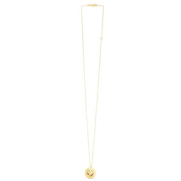 14K Gemstone Rainbow Heart Medallion Necklace Scirto's Jewelry Lockport, NY
