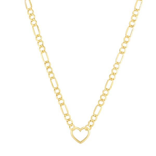 14K Heart Figaro Chain Necklace Patterson's Diamond Center Mankato, MN