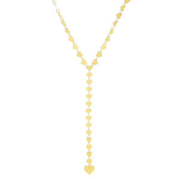 14K Mirrored Chain Heart Lariat Necklace Scirto's Jewelry Lockport, NY