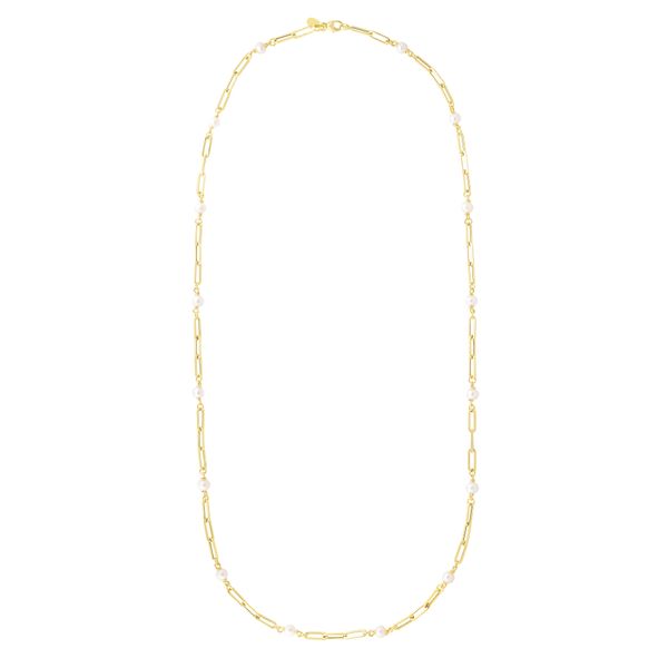 14K Pearl Paperclip Link Necklace Young Jewelers Jasper, AL