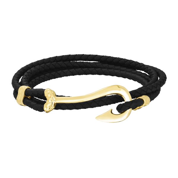 Men's Gold Rubber Cord Hook Bracelet Rick's Jewelers California, MD