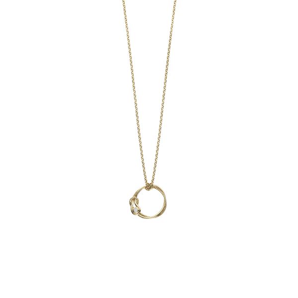 14K Gold Italian Cable L'Infinito Knot Diamond Circle Pendant John Herold Jewelers Randolph, NJ