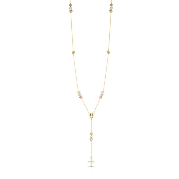 14K Tri-color Gold Cube Rosary Inspired Lariat Necklace Washington Diamond Falls Church, VA