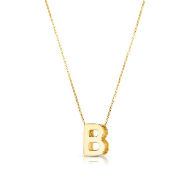 14K Gold Block Letter Initial B Necklace John Herold Jewelers Randolph, NJ