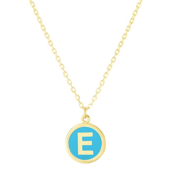 14K Turquoise Enamel E Initial Necklace Patterson's Diamond Center Mankato, MN