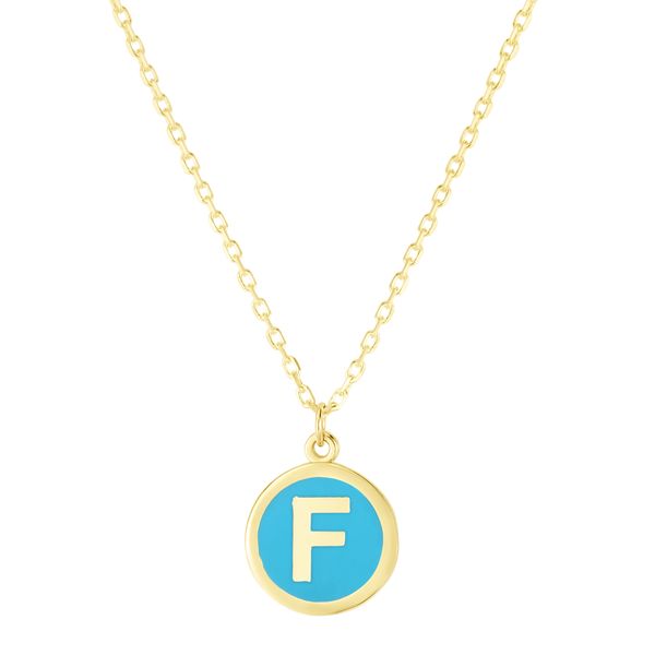 14K Turquoise Enamel F Initial Necklace Scirto's Jewelry Lockport, NY