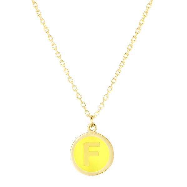 14K Yellow Enamel F Initial Necklace Scirto's Jewelry Lockport, NY