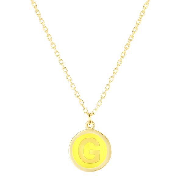 14K Yellow Enamel G Initial Necklace Scirto's Jewelry Lockport, NY