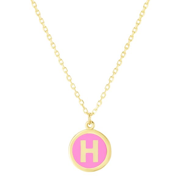14K Pink Enamel H Initial Necklace Scirto's Jewelry Lockport, NY