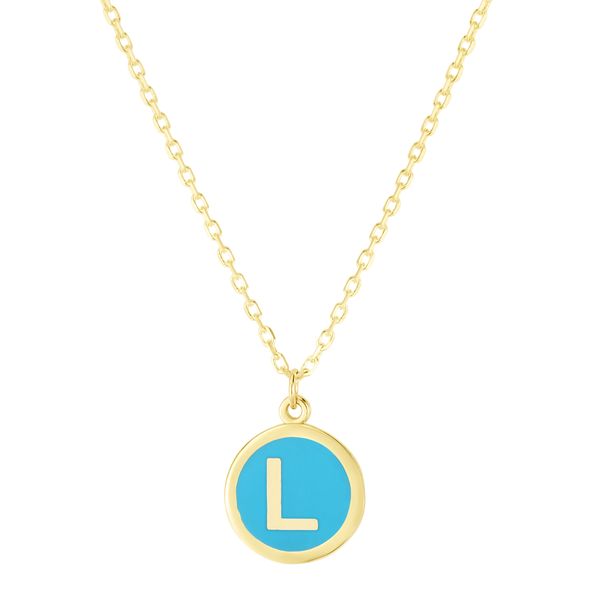 14K Turquoise Enamel L Initial Necklace Parris Jewelers Hattiesburg, MS