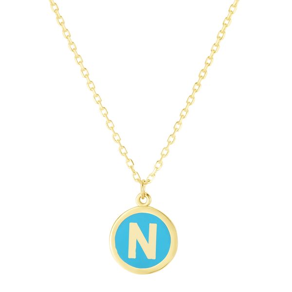 14K Turquoise Enamel N Initial Necklace Scirto's Jewelry Lockport, NY