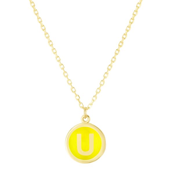 14K Yellow Enamel U Initial Necklace Scirto's Jewelry Lockport, NY