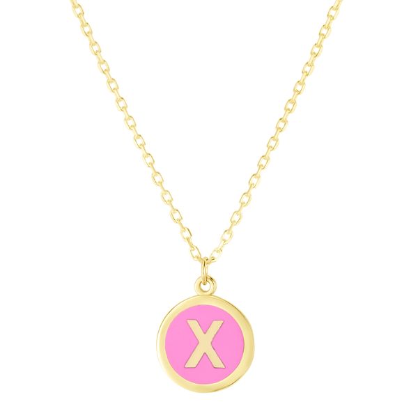 14K Pink Enamel X Initial Necklace Scirto's Jewelry Lockport, NY