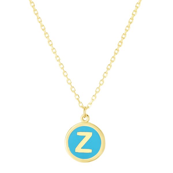 14K Turquoise Enamel Z Initial Necklace Scirto's Jewelry Lockport, NY