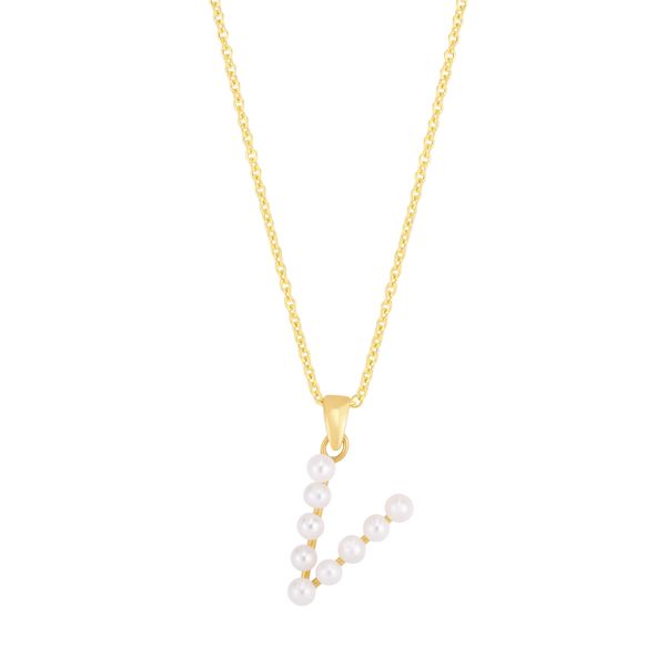 14K Pearl V Initial Necklace Parris Jewelers Hattiesburg, MS