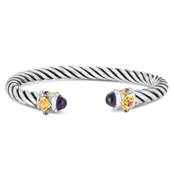 Silver & 18K Amethyst Cable Renaissance Bangle James Douglas Jewelers LLC Monroeville, PA