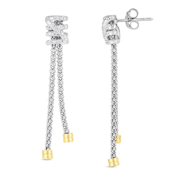 Diamond Popcorn Tally Earring with 18K Gold Ware's Jewelers Bradenton, FL